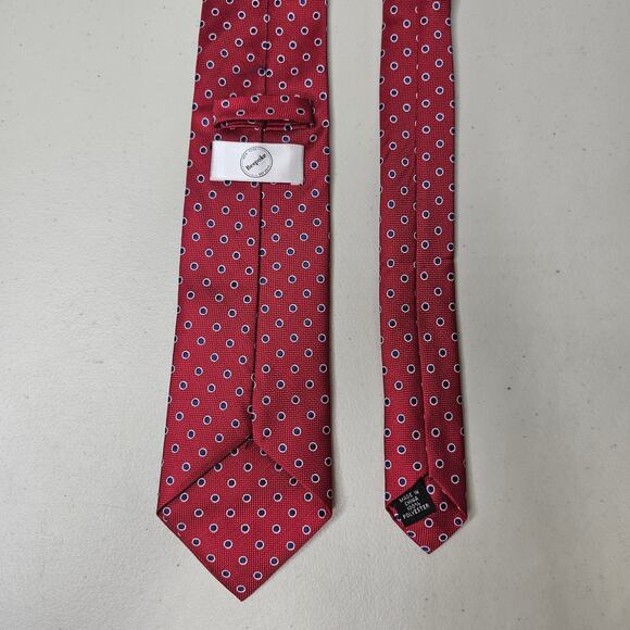 Bespoke Men's Polyester Necktie Red Polka Dot Geometric Career Business Casual - Picture 5 of 9